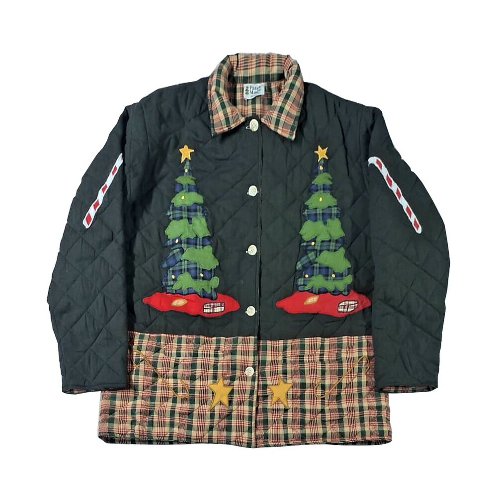 Eco-Friendly Organic Quilted Holiday Jacket – Reversible with Santa & Christmas